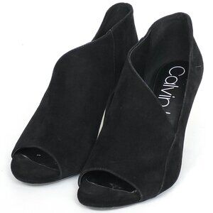 CALVIN KLEIN D'Orsay Peep toe Suede Stiletto Heels Women's 8 BLACK NASTASSIA